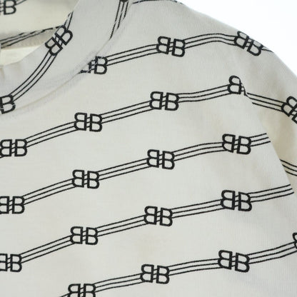 Balenciaga BB Logo All Over Pattern Crew Neck Short Sleeve T-Shirt White — view 4