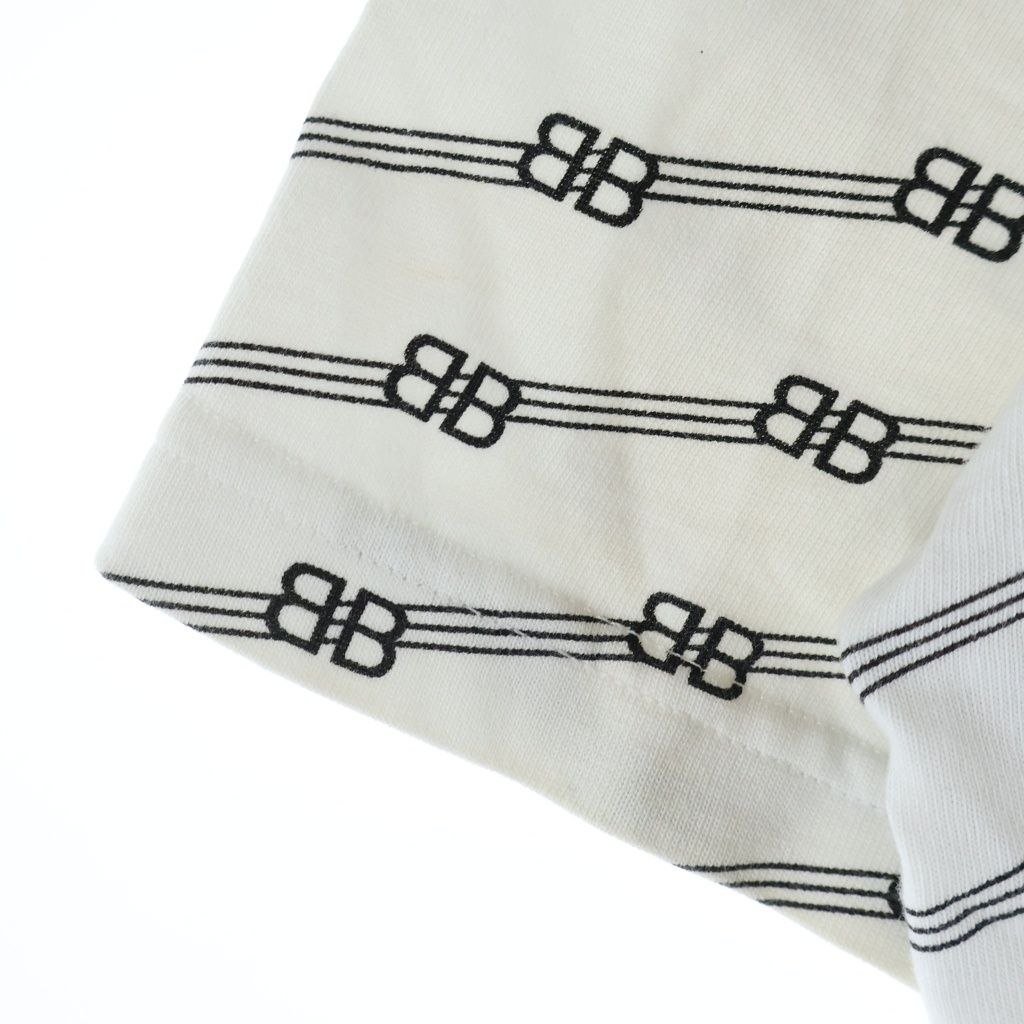 Balenciaga BB Logo All Over Pattern Crew Neck Short Sleeve T-Shirt White — view 5