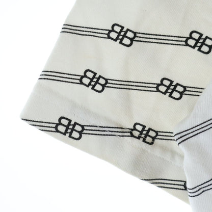 Balenciaga BB Logo All Over Pattern Crew Neck Short Sleeve T-Shirt White — view 5