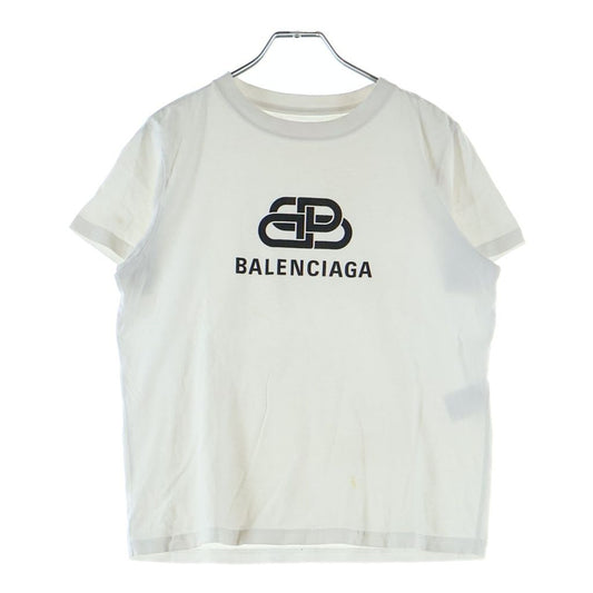Balenciaga BB Logo Print Crew Neck Short Sleeve T-Shirt White