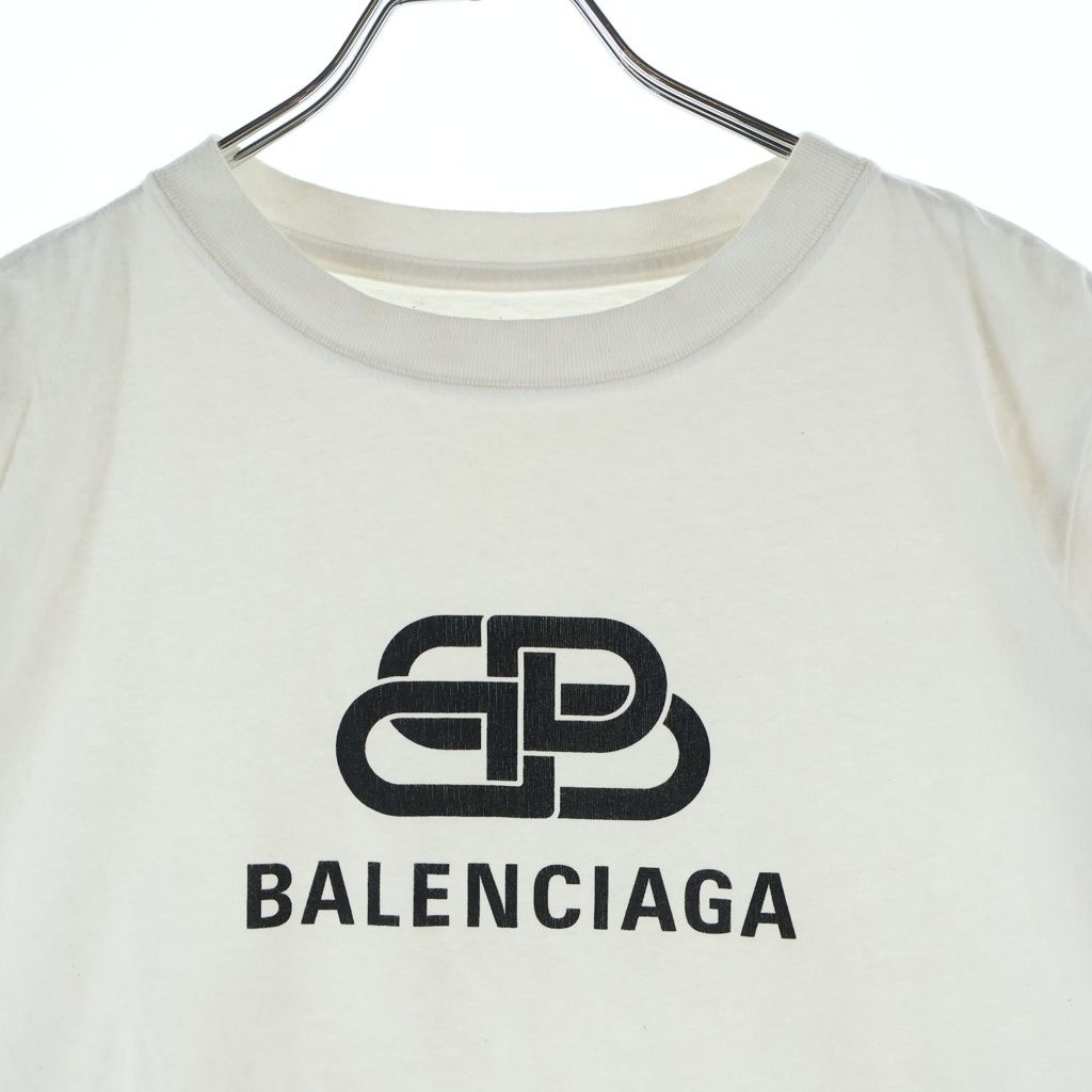 Balenciaga BB Logo Print Crew Neck Short Sleeve T-Shirt White — view 3
