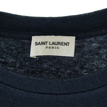 Saint Laurent Paris Front Leg Print Crew Neck Short Sleeve T-Shirt Navy — view 6