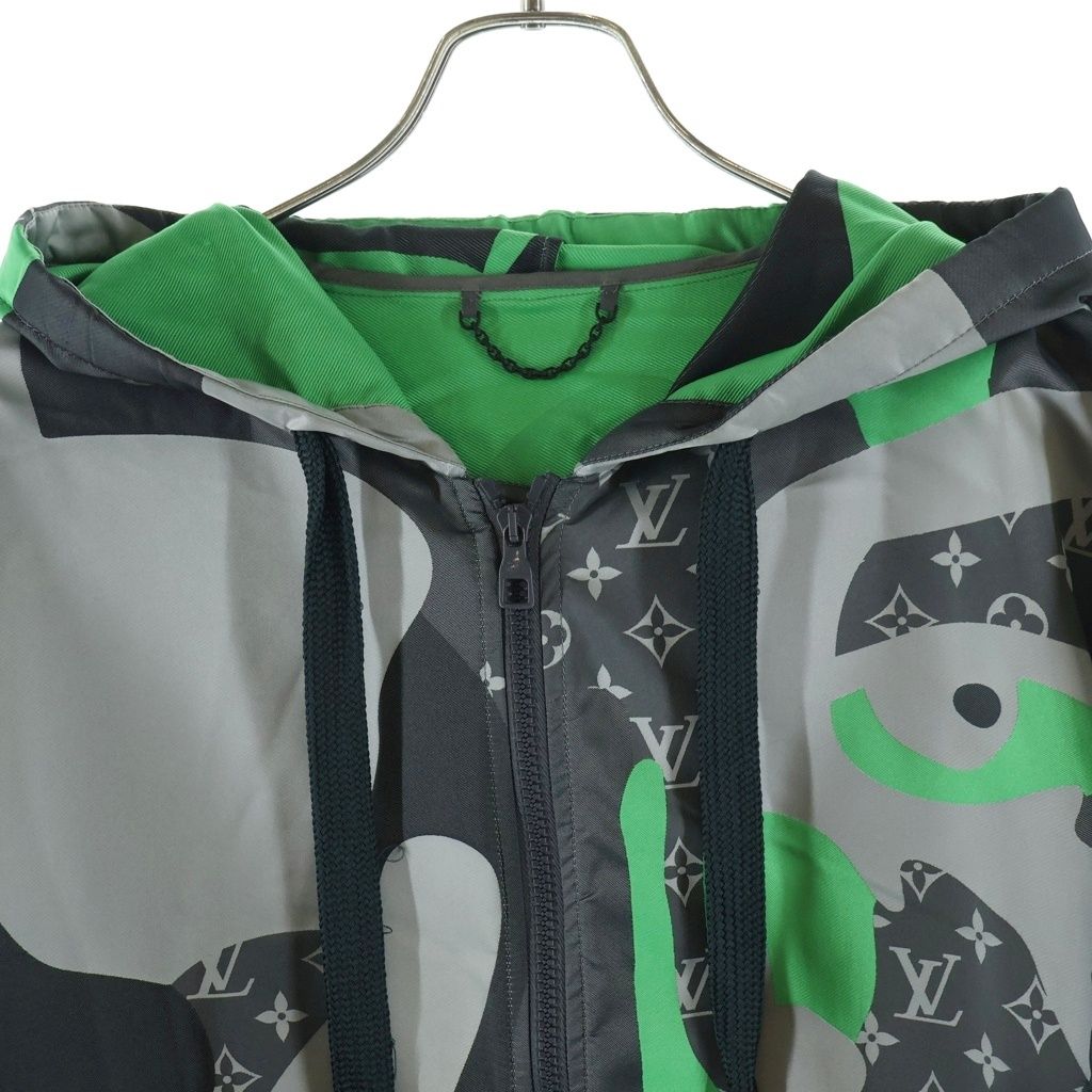Louis Vuitton Patchwork Print Jacket Nylon Axe Gray Green — view 3