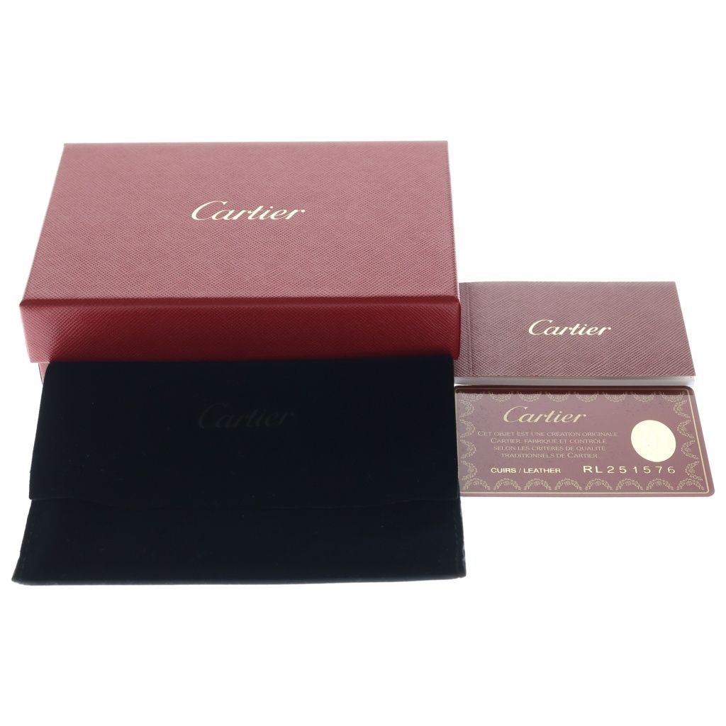 Cartier Santos de Cartier Logo Plate Bifold Card Case Black Gray Leather — view 6