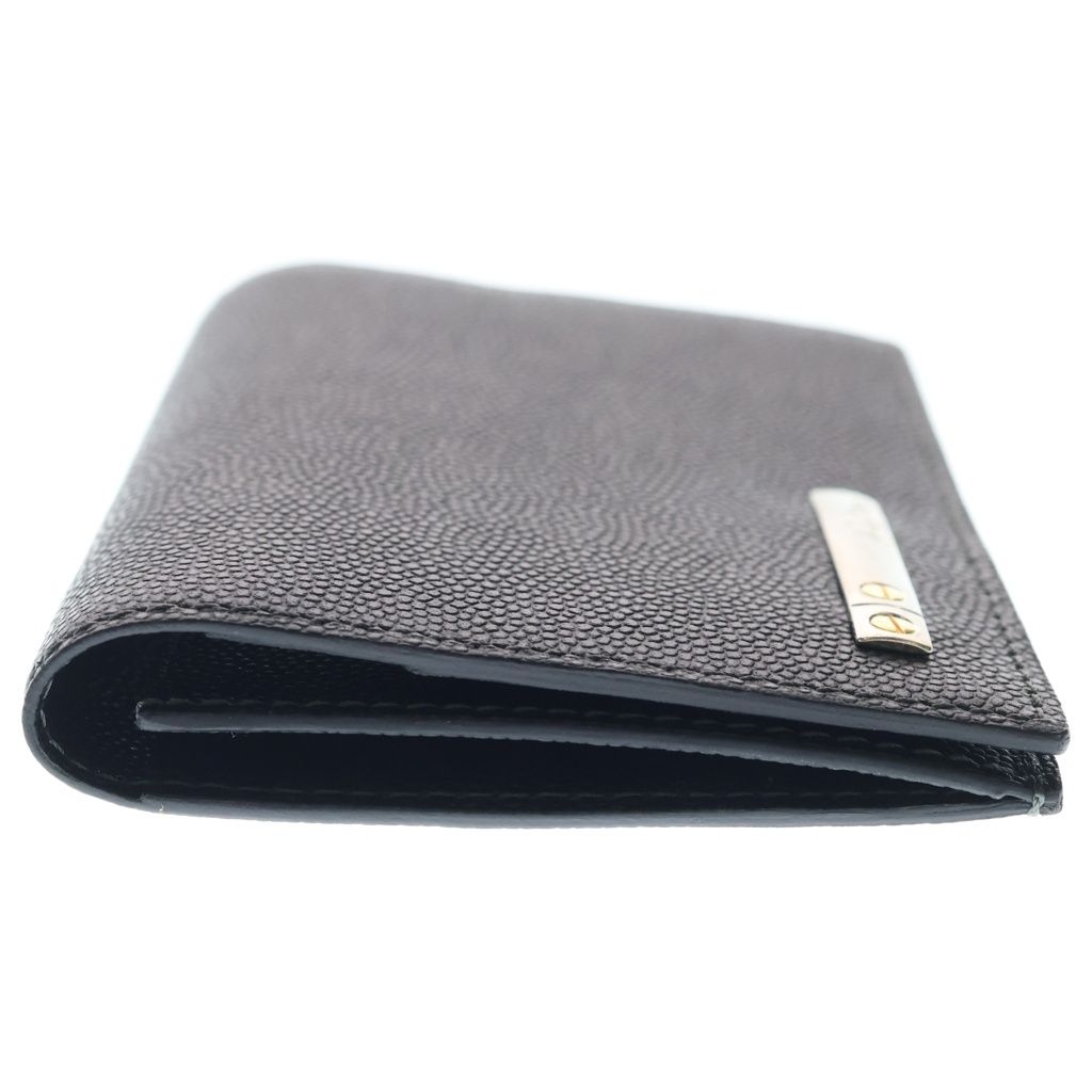 Cartier Santos de Cartier Logo Plate Bifold Card Case Black Gray Leather — view 3