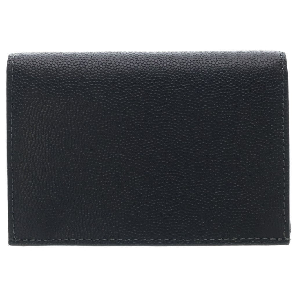 Cartier Santos de Cartier Logo Plate Bifold Card Case Black Gray Leather — view 2