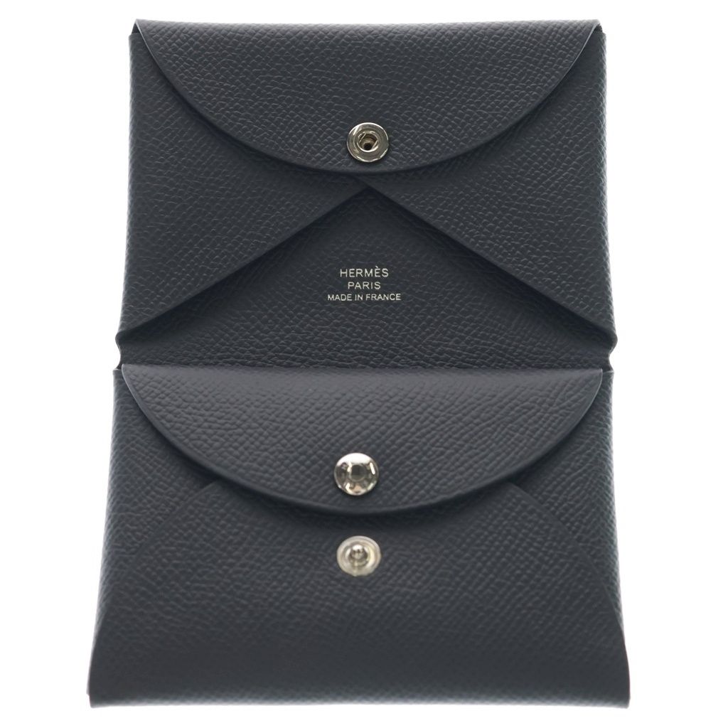 Hermes Calvi Duo Veau Epsom Ardoise Coin Case Gray — view 4