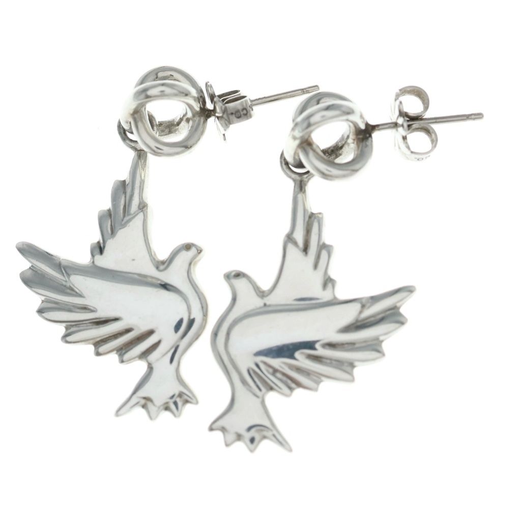 Tiffany & Co Pigeon Cross Earrings 925 Sterling Silver