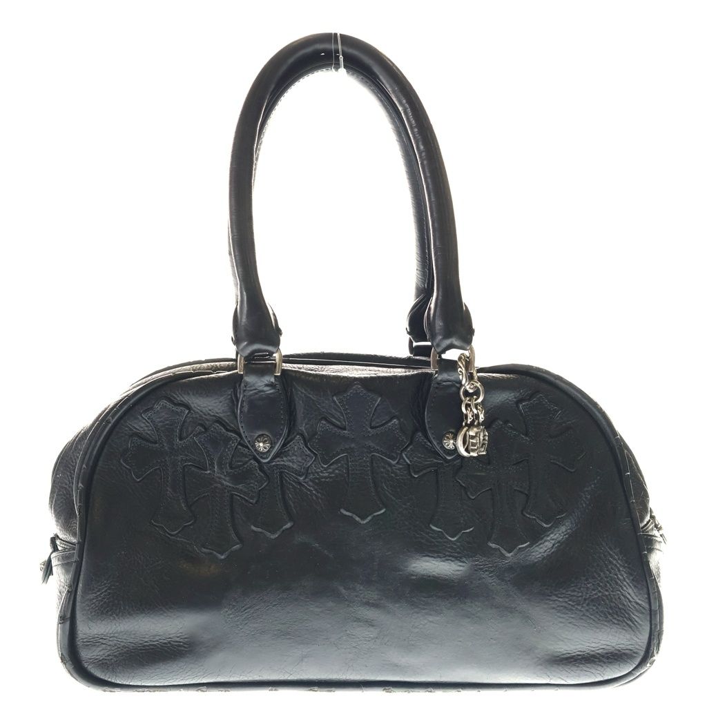 Chrome Hearts Gym MD Small Gym Bag Leather Cross Patch Vintage Handbag Black