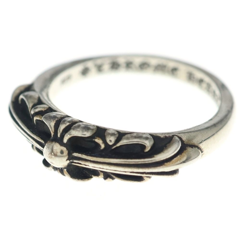 Chrome Hearts Baby Classic Floral Black Sling Silver Ring