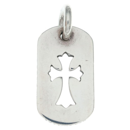 Chrome Hearts D Tag Sml CO Crs Cutout Cross Dog Tag Small Pendant Silver