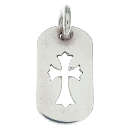 Chrome Hearts D Tag Sml CO Crs Cutout Cross Dog Tag Small Pendant Silver