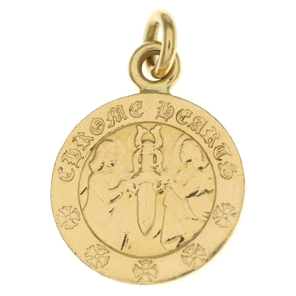Chrome Hearts 22k Angel Medal Charm Necklace Top Gold