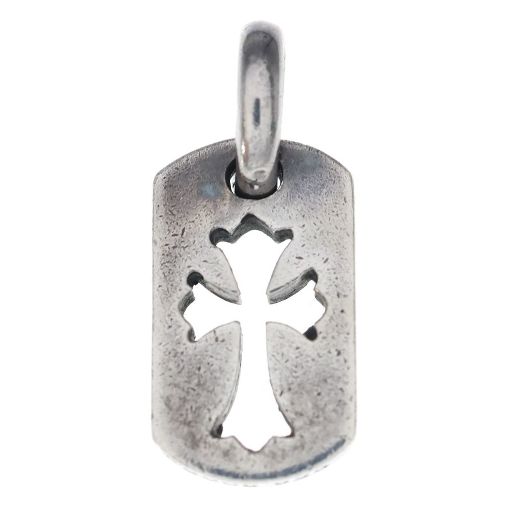 Chrome Hearts DT Tny CO Crs Tiny Cutout Cross Dog Tag Charm Pendant Silver