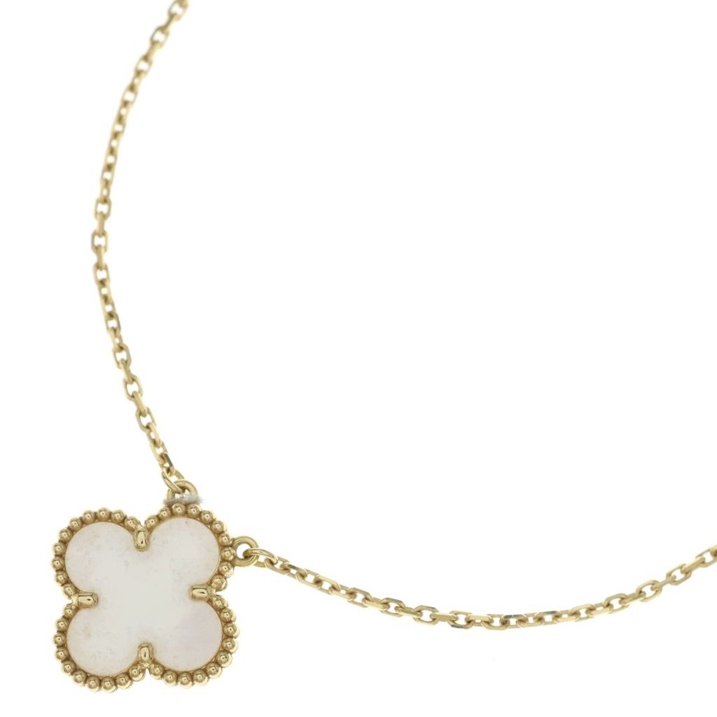 Van Cleef & Arpels Vintage Alhambra Mother of Pearl Pendant Chain Gold