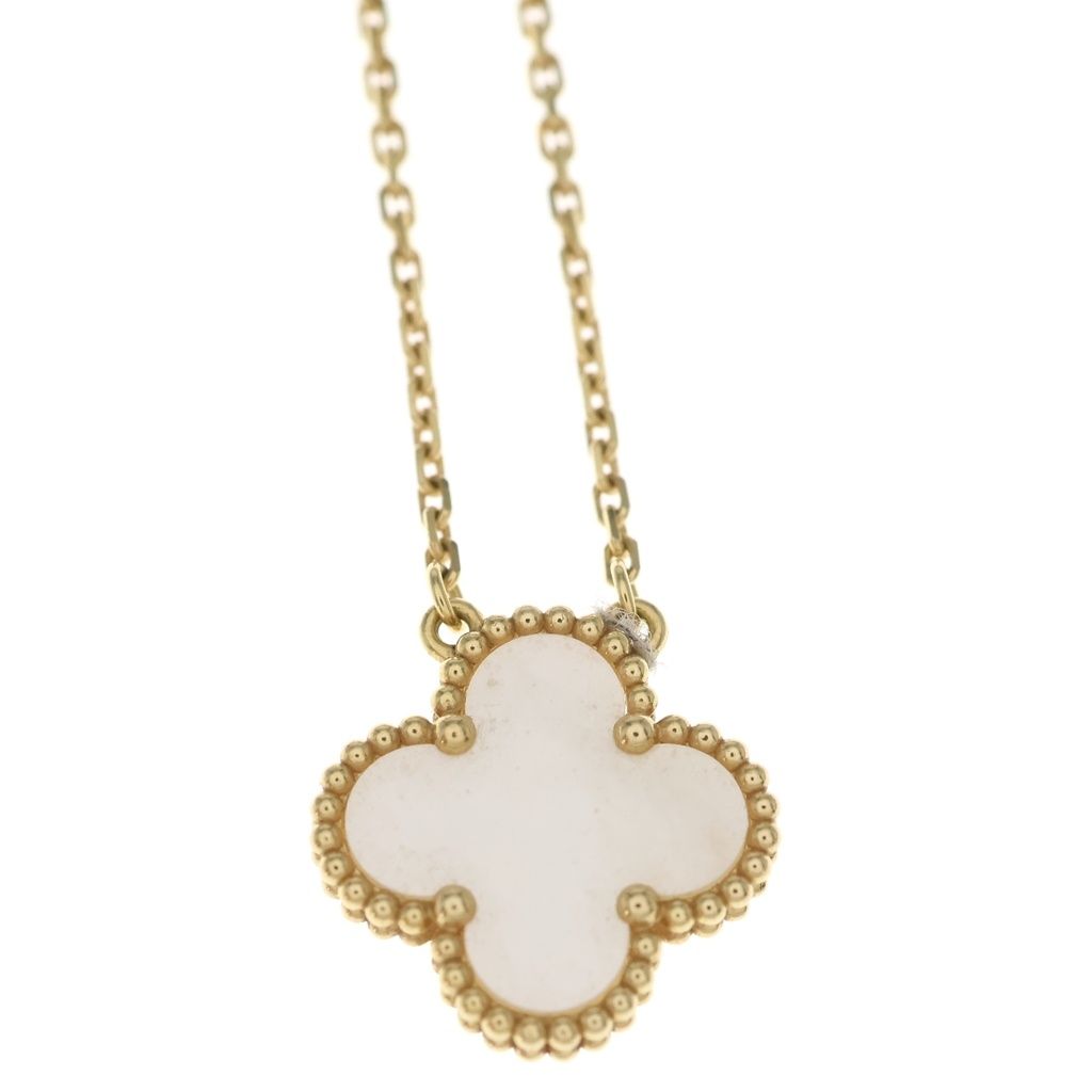 Van Cleef & Arpels Vintage Alhambra Mother of Pearl Pendant Chain Gold — view 3