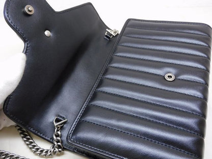 Gucci GG Marmont Chain Shoulder 2-Way Clutch Wallet Black Leather — view 4