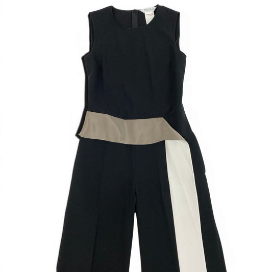 Max Mara Silk Contrast All in One Sleeveless Stretch 40 Black Dress