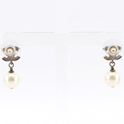 Chanel CC Logo Gold Plated Faux Pearl Black Earrings — view 3