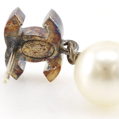 Chanel CC Logo Gold Plated Faux Pearl Black Earrings — view 7