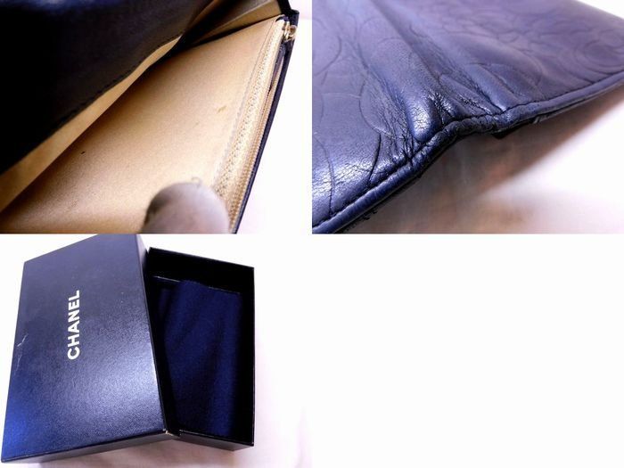Chanel Camellia Wallet Lambskin Black Gold Bifold — view 4