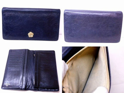 Chanel Camellia Wallet Lambskin Black Gold Bifold — view 2