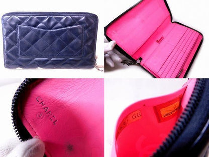 Chanel Cambon Line Wallet Lambskin Black Quilted CC Logo Zip Around — view 2
