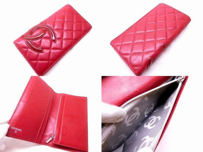 Chanel Cambon Line Wallet Lambskin Red Quilted CC Logo Bifold — view 2