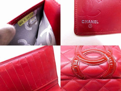 Chanel Cambon Line Wallet Lambskin Red Quilted CC Logo Bifold — view 3