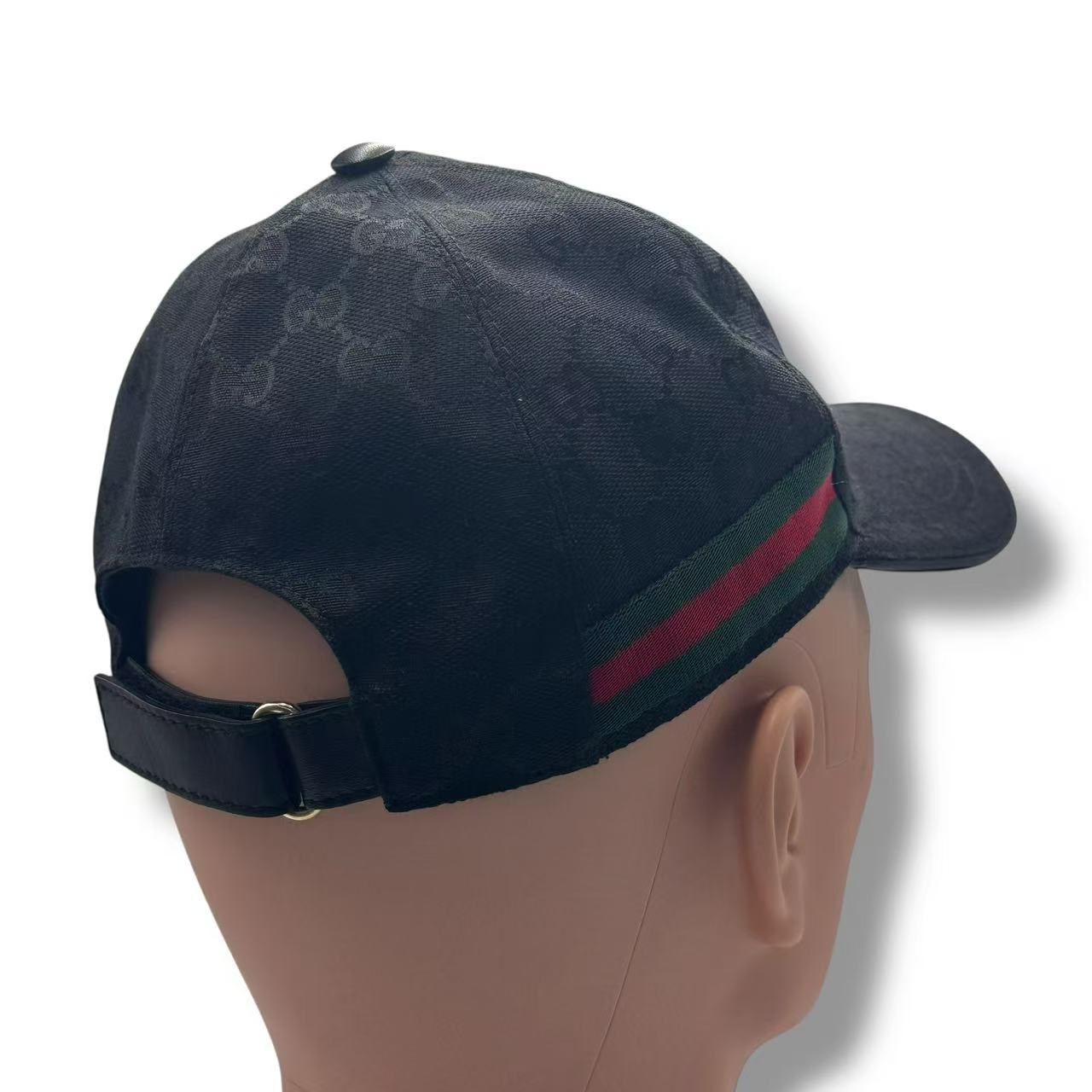 Gucci Hat Baseball Cap GG Canvas with Web Stripe Black — view 3