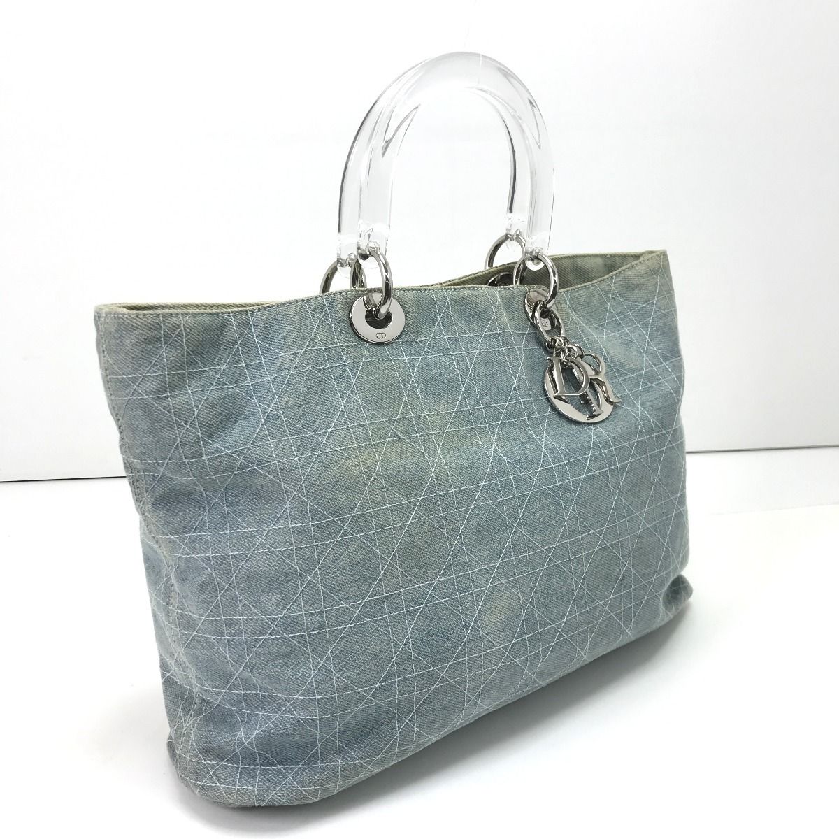 Dior Handbag Lady Cannage Denis Stained Light Blue