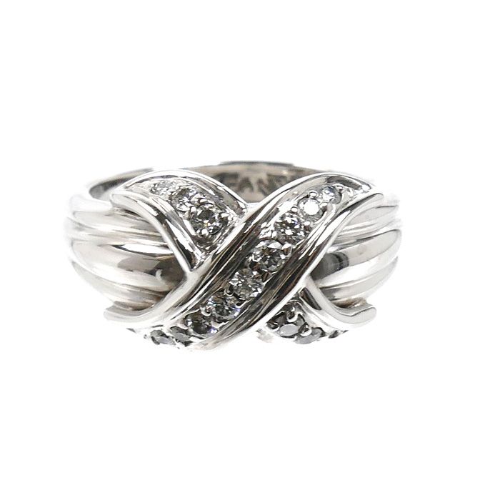 Tiffany & Co 18k White Gold Signature Ring Diamond — view 3