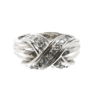 Tiffany & Co 18k White Gold Signature Ring Diamond — view 3