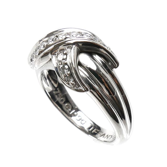 Tiffany & Co 18k White Gold Signature Ring Diamond — view 2