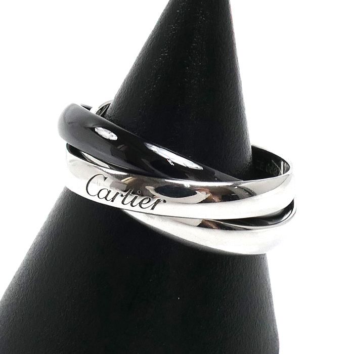 Cartier 18k White Gold Ceramic Trinity Ring