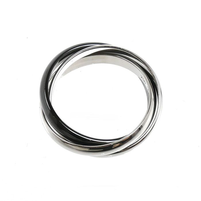 Cartier 18k White Gold Ceramic Trinity Ring — view 3