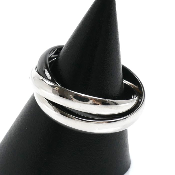 Cartier 18k White Gold Ceramic Trinity Ring — view 2