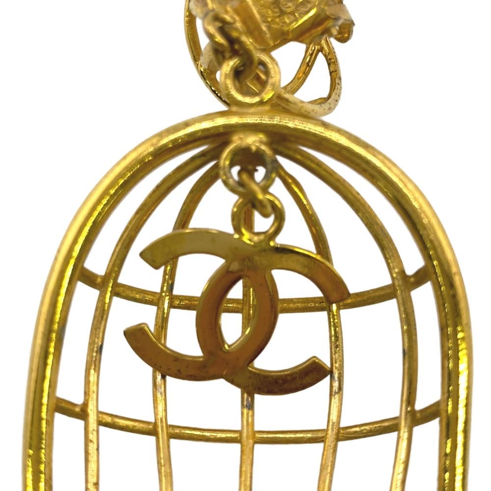 Chanel Birdcage CC Logo Earrings Gold — view 8