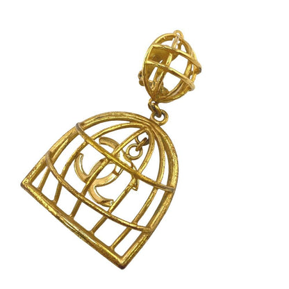 Chanel Birdcage CC Logo Earrings Gold — view 3