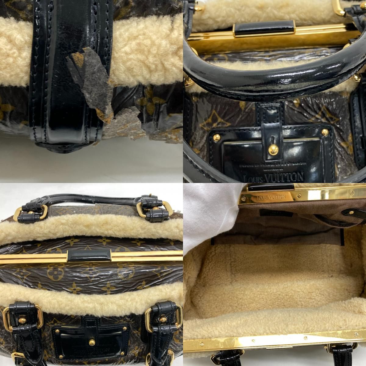 Louis Vuitton Monogram Shearling Storm Patent Leather Mini Boston Bag Brown — view 7
