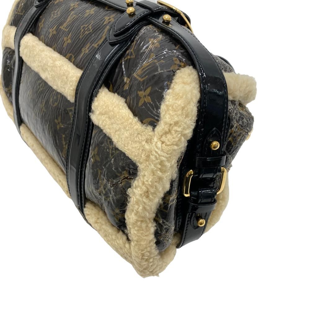Louis Vuitton Monogram Shearling Storm Patent Leather Mini Boston Bag Brown — view 4