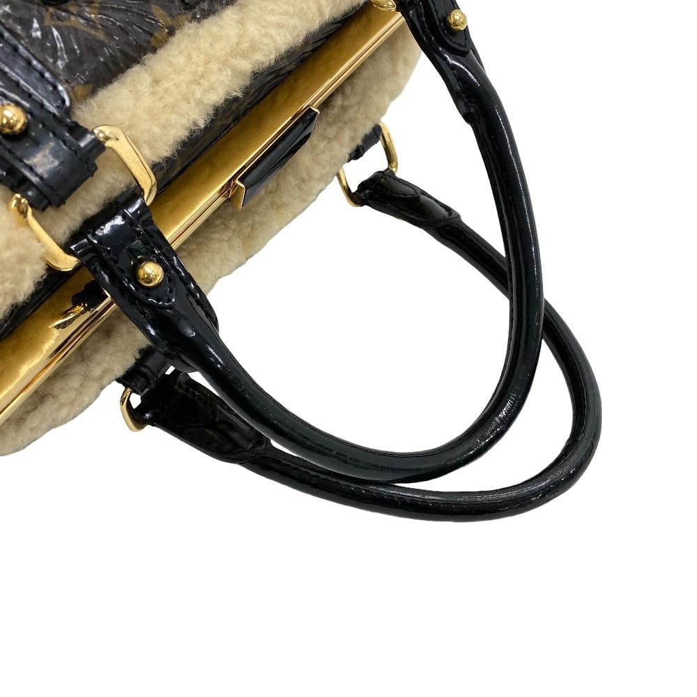 Louis Vuitton Monogram Shearling Storm Patent Leather Mini Boston Bag Brown — view 5