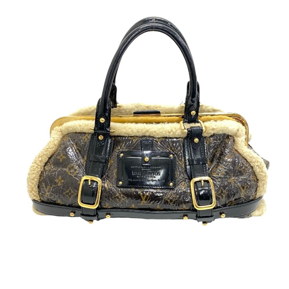 Louis Vuitton Monogram Shearling Storm Patent Leather Mini Boston Bag Brown