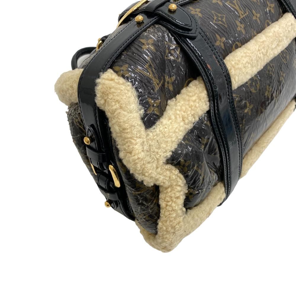 Louis Vuitton Monogram Shearling Storm Patent Leather Mini Boston Bag Brown — view 3