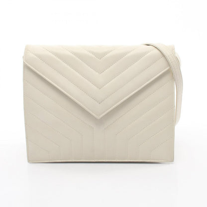 Saint Laurent Eve Sanro Run Shoulder Bag White Leather