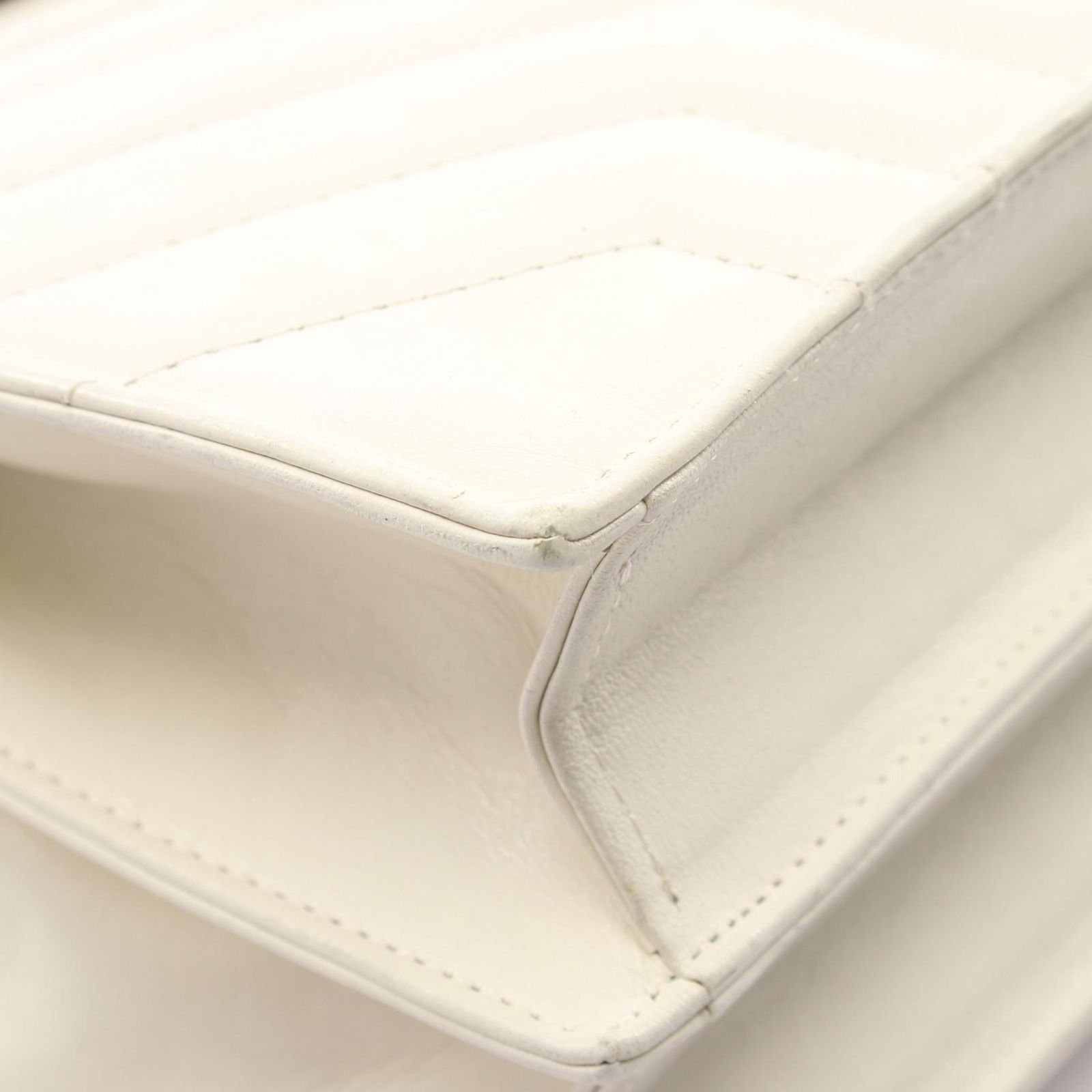 Saint Laurent Eve Sanro Run Shoulder Bag White Leather — view 5