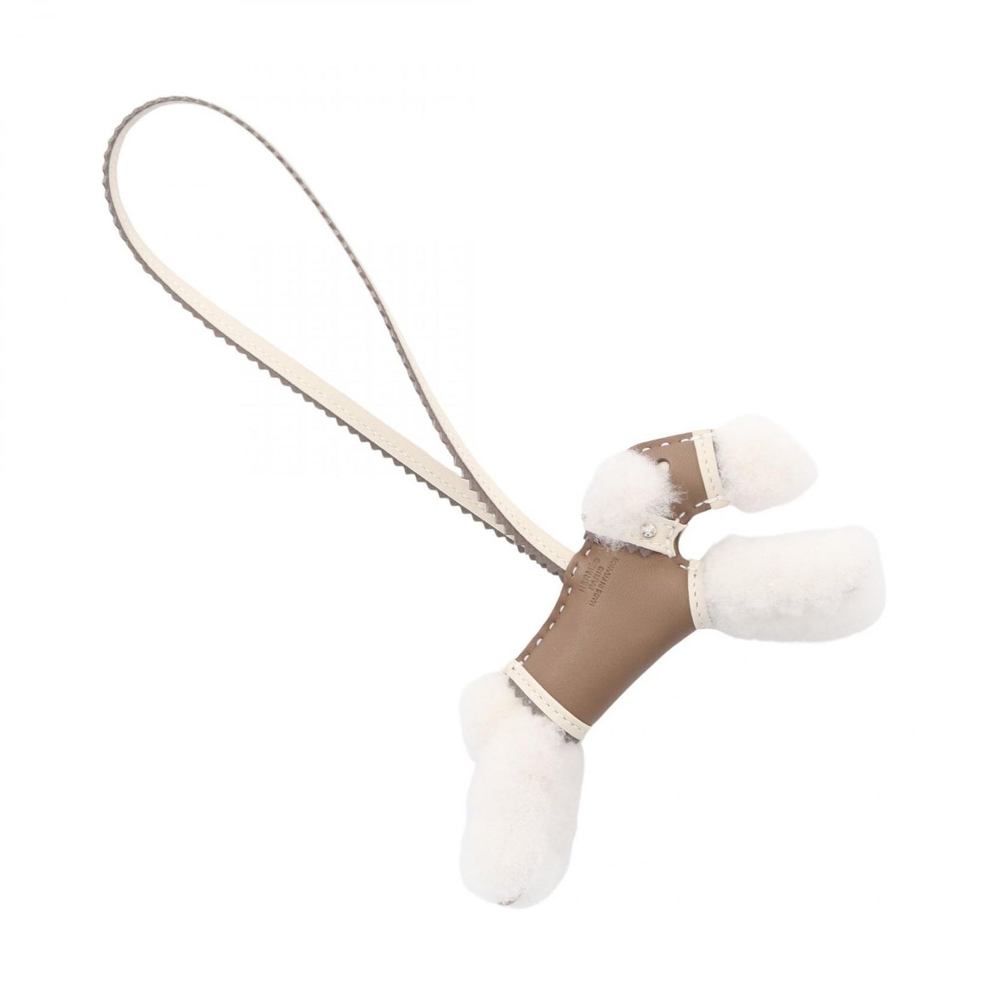 Hermes Charm Buddycharm Etoupe Cles Etain Studs Shearling Buddy Keychain — view 2