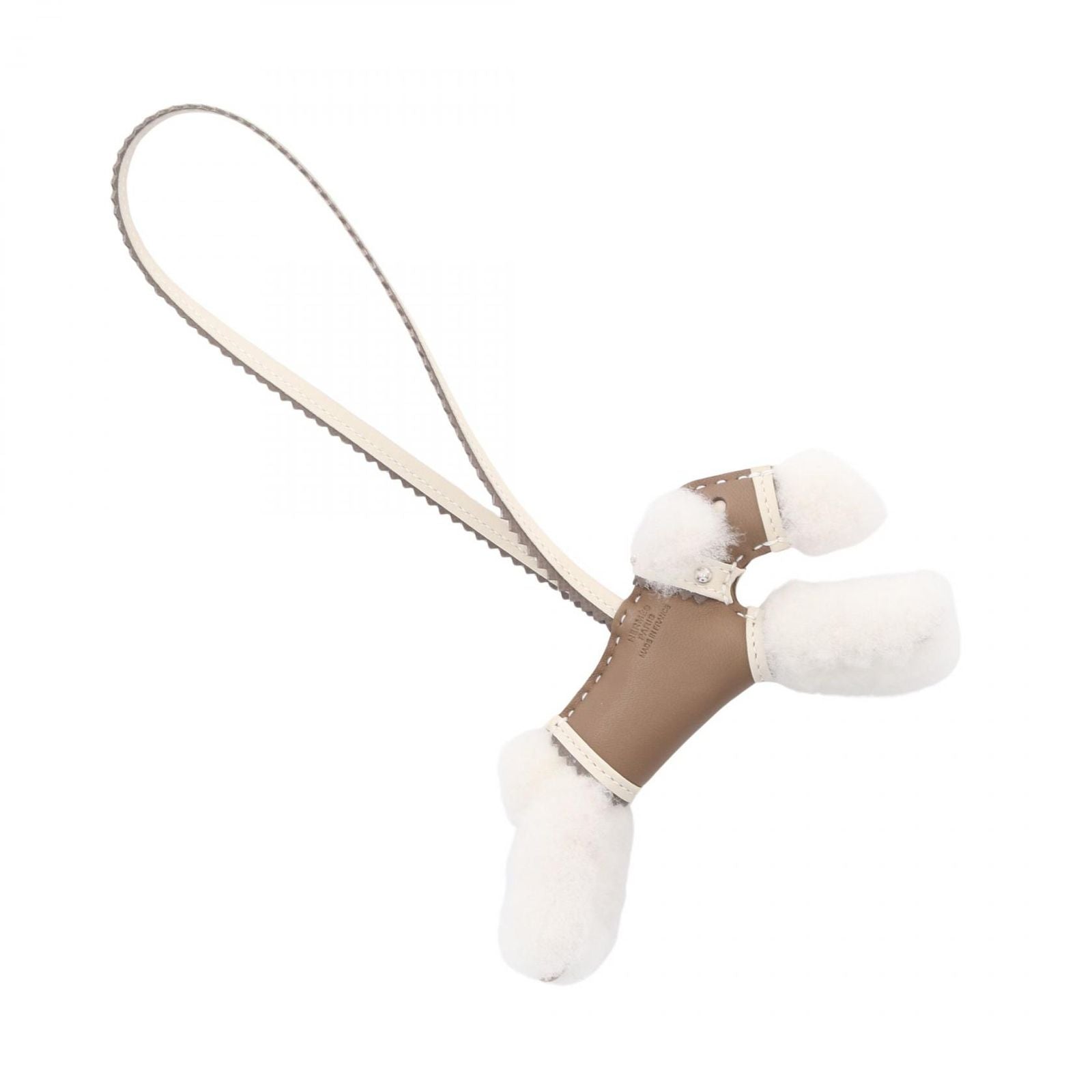 Hermes Charm Buddycharm Etoupe Cles Etain Studs Shearling Buddy Keychain — view 2