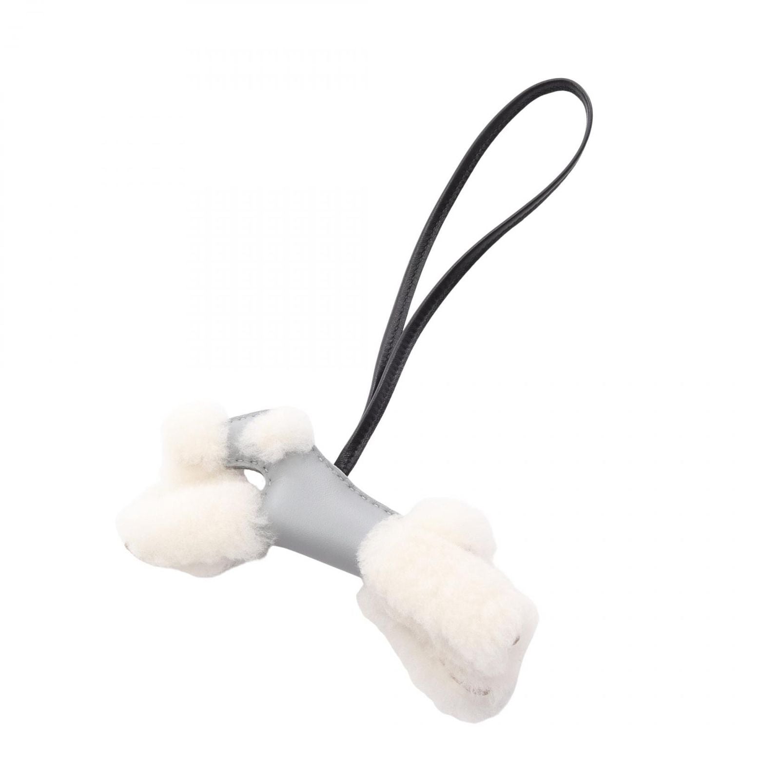 Hermes Charm Buddycharm Gris Perle Black Shearling Buddy Keychain