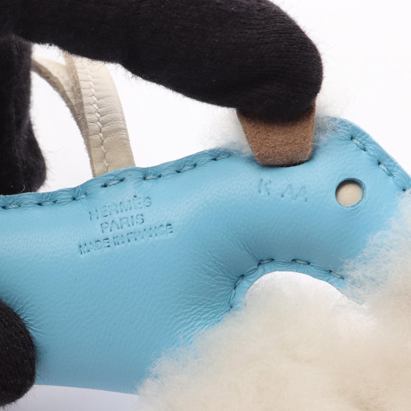 Hermes Charm Buddycharm Blue Aztec Cles Shearling Buddy Keychain — view 3
